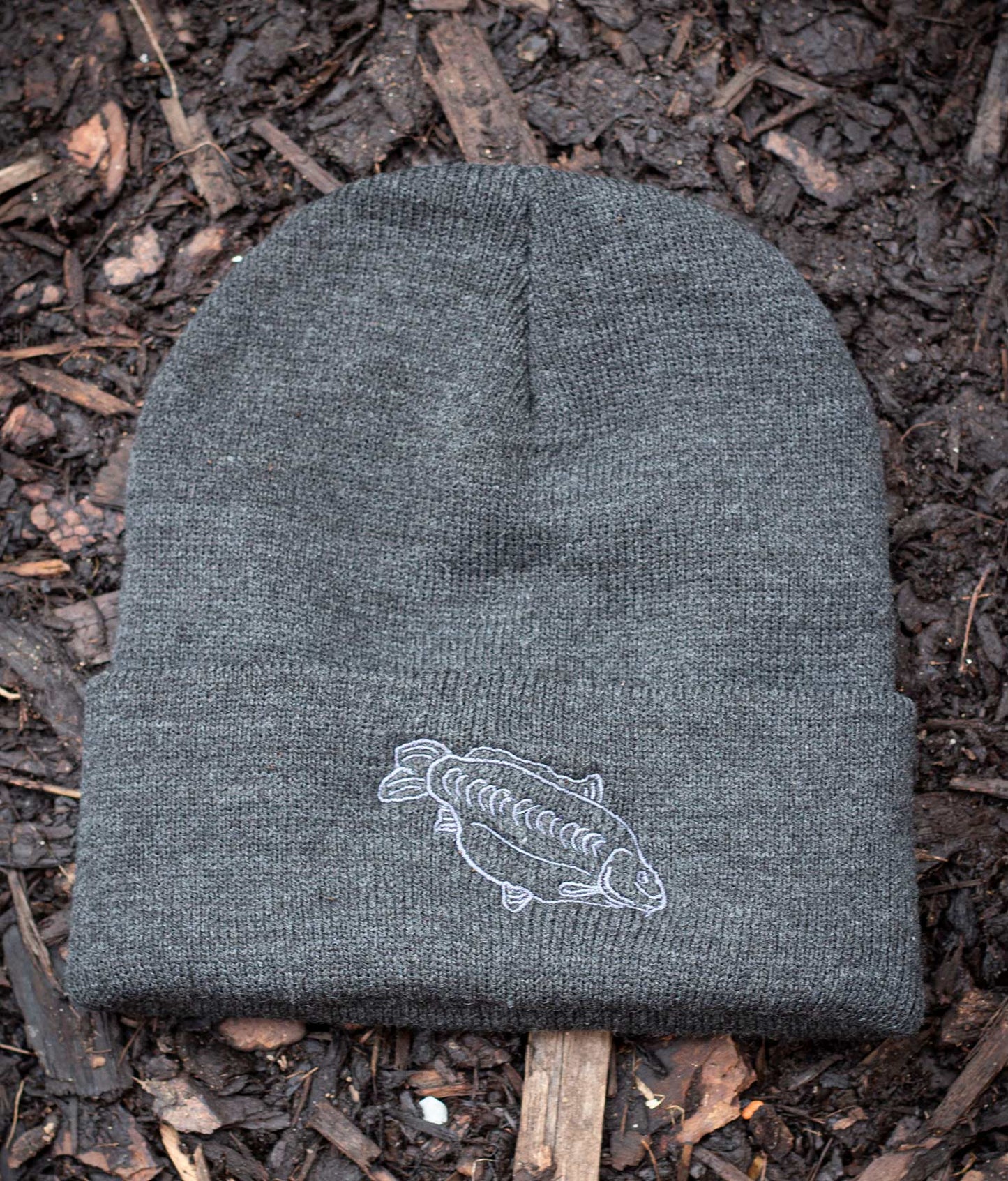 Carpy Embroidered Charcoal Beanie